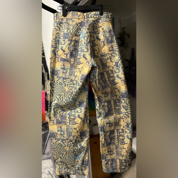 Miaou Yellow/Gold French Newsprint High Waisted Jeans - Picture 2 of 5